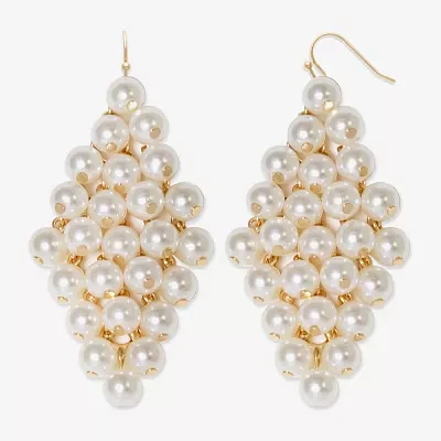 Bold Elements Simulated Pearl Round Drop Earrings