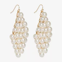 Bold Elements Simulated Pearl Round Drop Earrings