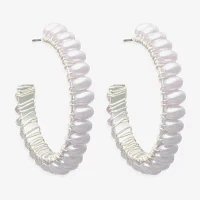 Bold Elements Gold Tone Simulated Pearl Hoop Earrings