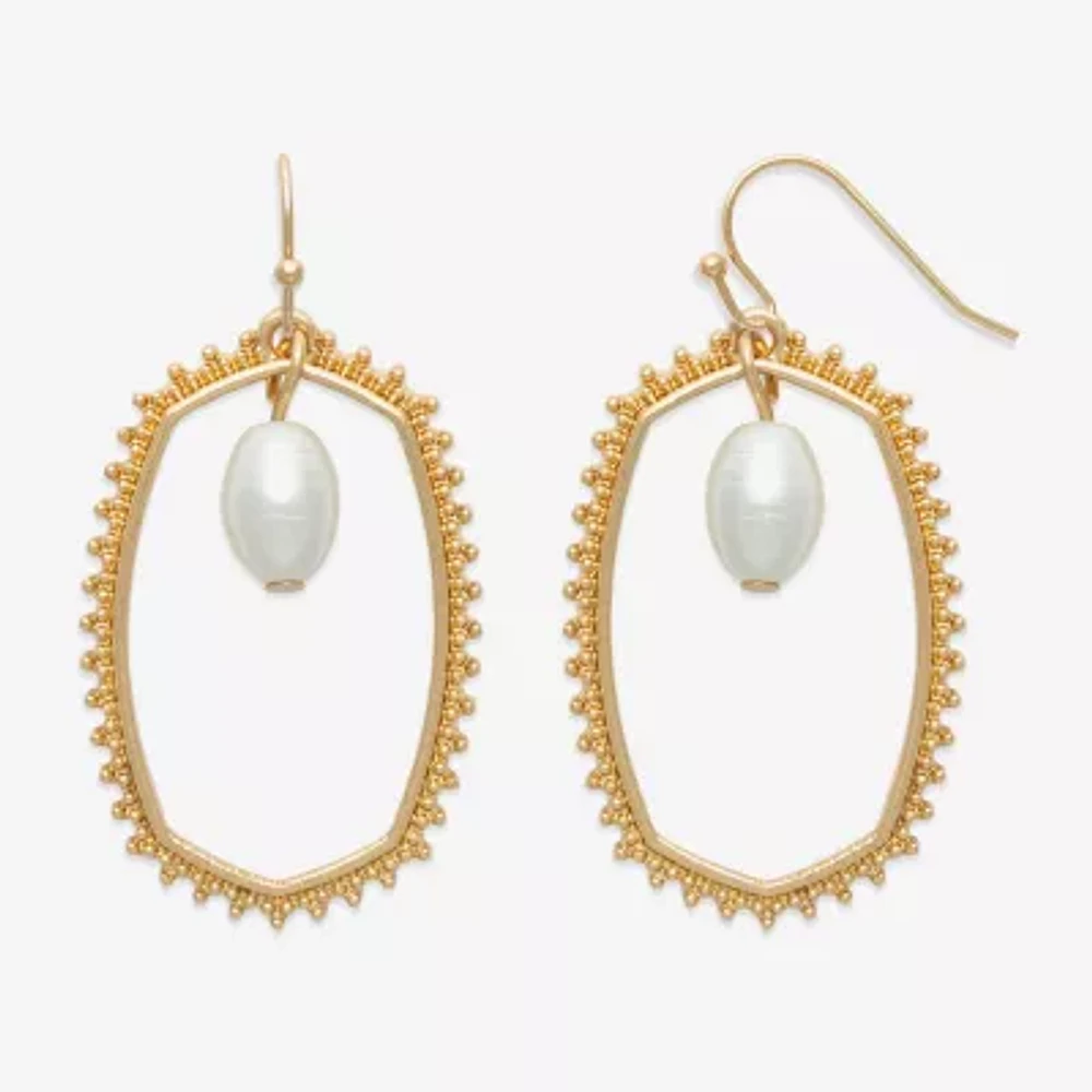 Bold Elements Gold Tone Simulated Pearl Drop Earrings