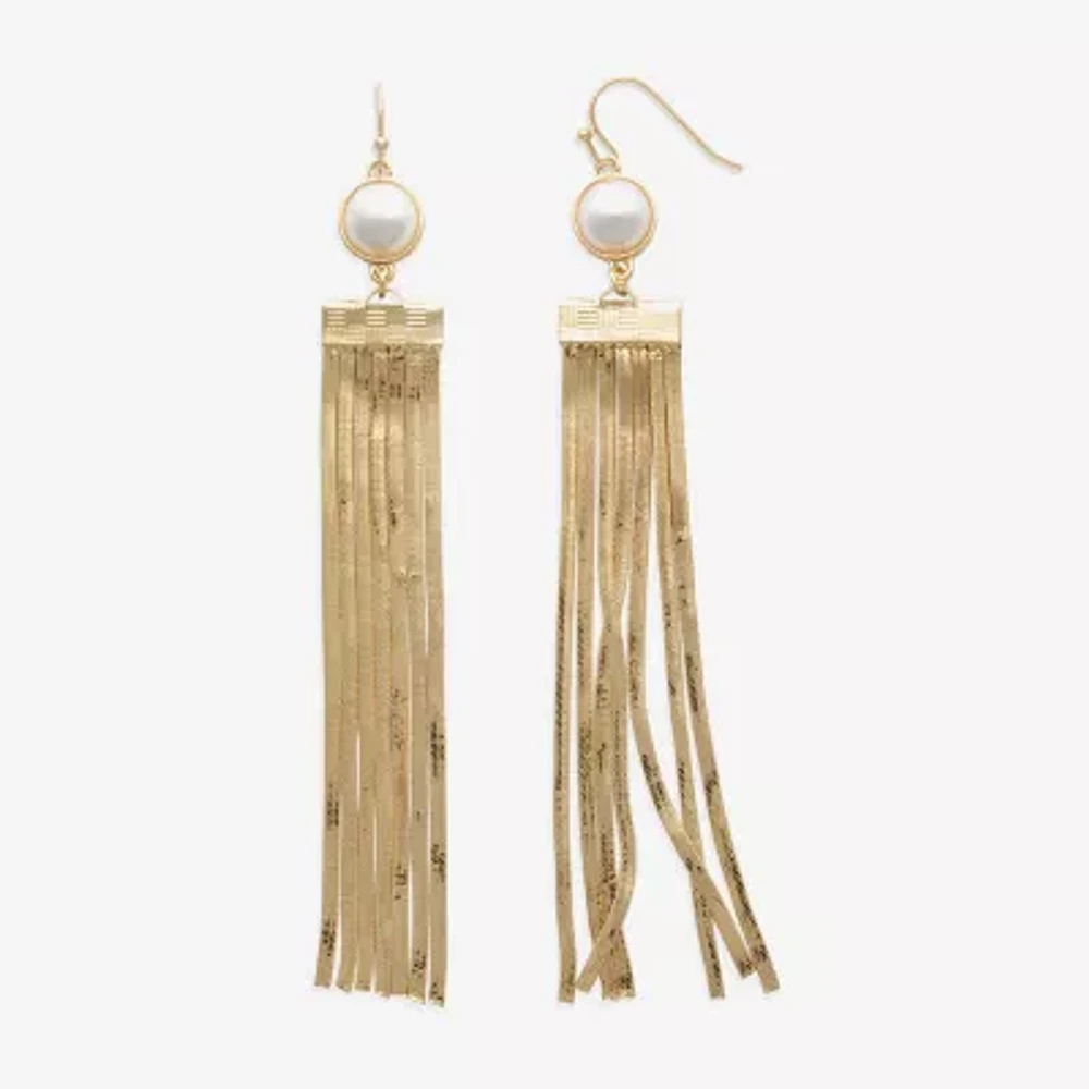 Bold Elements Gold Tone Simulated Pearl Drop Earrings