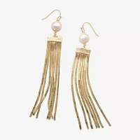 Bold Elements Gold Tone Simulated Pearl Drop Earrings