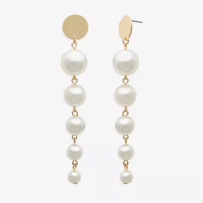 Bold Elements Gold Tone Simulated Pearl Drop Earrings