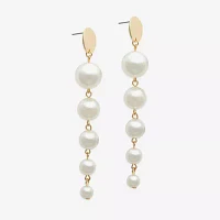 Bold Elements Gold Tone Simulated Pearl Drop Earrings