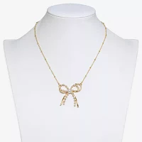 Bold Elements Gold Tone Simulated Pearl 18 Inch Bead Bow Pendant Necklace