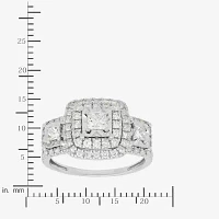 Womens 1 CT. T.W. Natural White Diamond 10K White Gold 3-Stone Engagement Ring