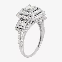 Womens 1 CT. T.W. Natural White Diamond 10K White Gold 3-Stone Engagement Ring