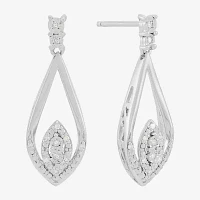 1/ CT. T.W. Natural White Diamond Sterling Silver Drop Earrings