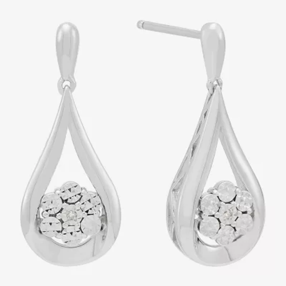 Diamond Accent Natural White Diamond Sterling Silver Drop Earrings