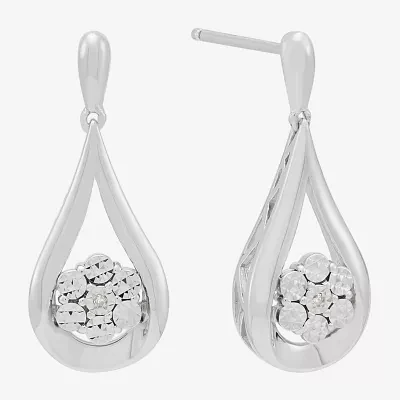 Diamond Accent Natural White Diamond Sterling Silver Drop Earrings