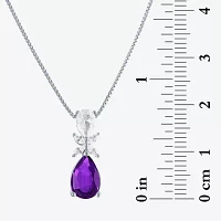 Womens Genuine Purple Amethyst Sterling Silver Pendant Necklace