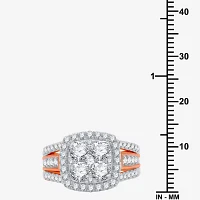 (H-I / I1) Womens 3 CT. T.W. Lab Grown White Diamond 10K Rose Gold Side Stone Engagement Ring