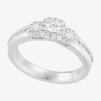 Love Lives Forever (F / Vs2) Womens 1/2 CT. T.W. Lab Grown White Diamond 14K Gold Round Side Stone Bypass  Engagement Ring