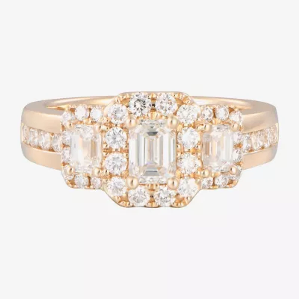 Love Lives Forever (F / Vs2) Womens 1 1/2 CT. T.W. Lab Grown White Diamond 14K Gold 3-Stone Bypass Engagement Ring