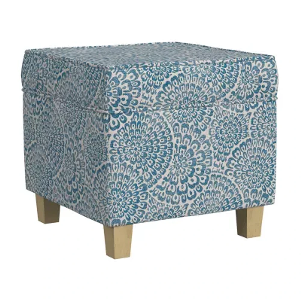 Homepop Storage Upholstered Floral Ottoman