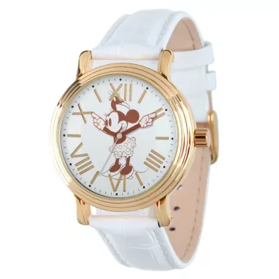 Disney Minnie Mouse Womens White Leather Strap Watch W001859