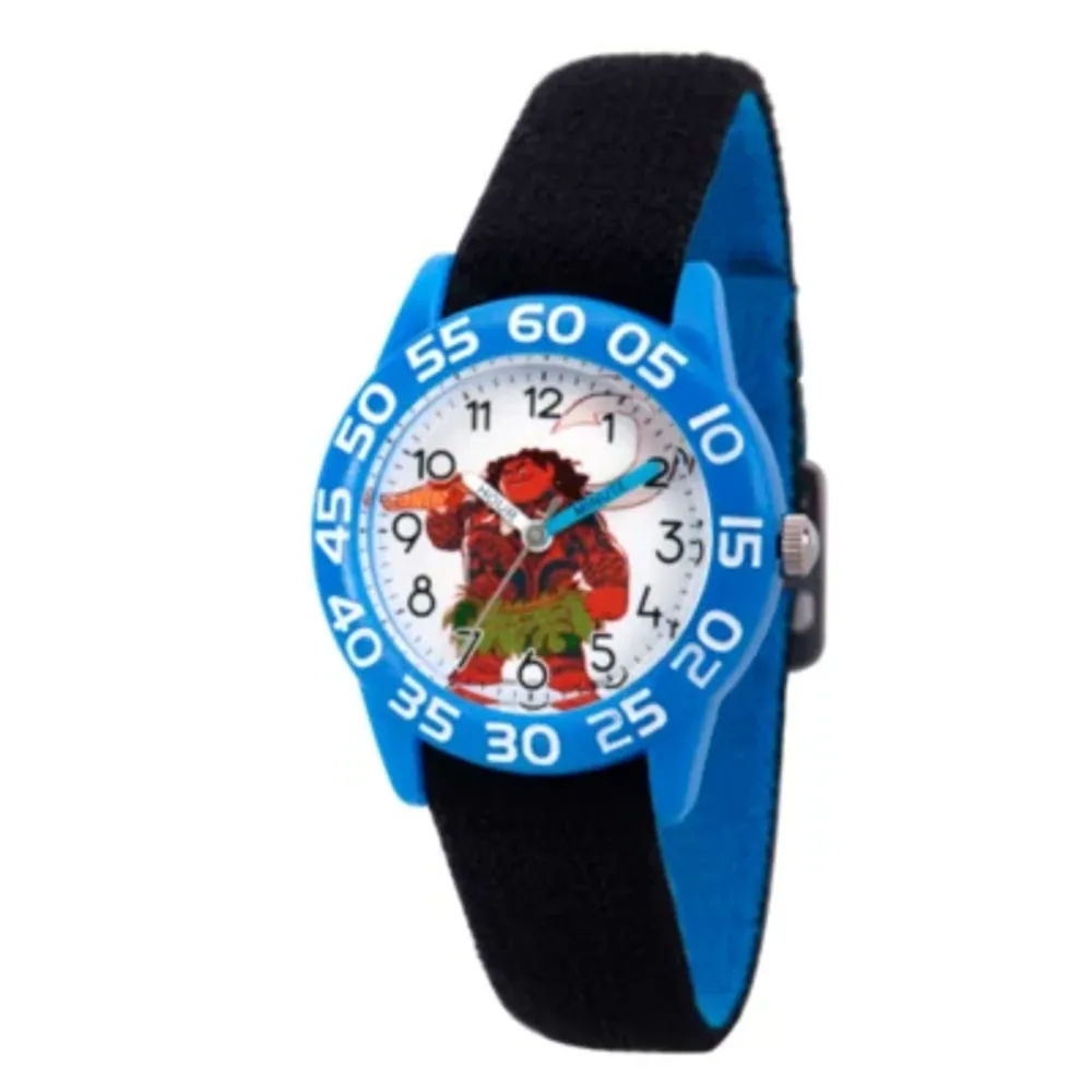 Moana and Maui Boys' Stainless Steel Time Teacher Watch with Black Bezel,  Black Hook and Loop Nylon Strap - Walmart.com