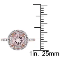 Modern Bride Gemstone Womens Genuine Pink Morganite 10K Gold Round Halo Engagement Ring