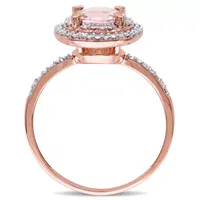 Modern Bride Gemstone Womens Genuine Pink Morganite 10K Gold Round Halo Engagement Ring