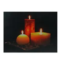 LED Lighted Tranquil Zen Triple Candles Canvas Wall Art 12'' x 15.75''