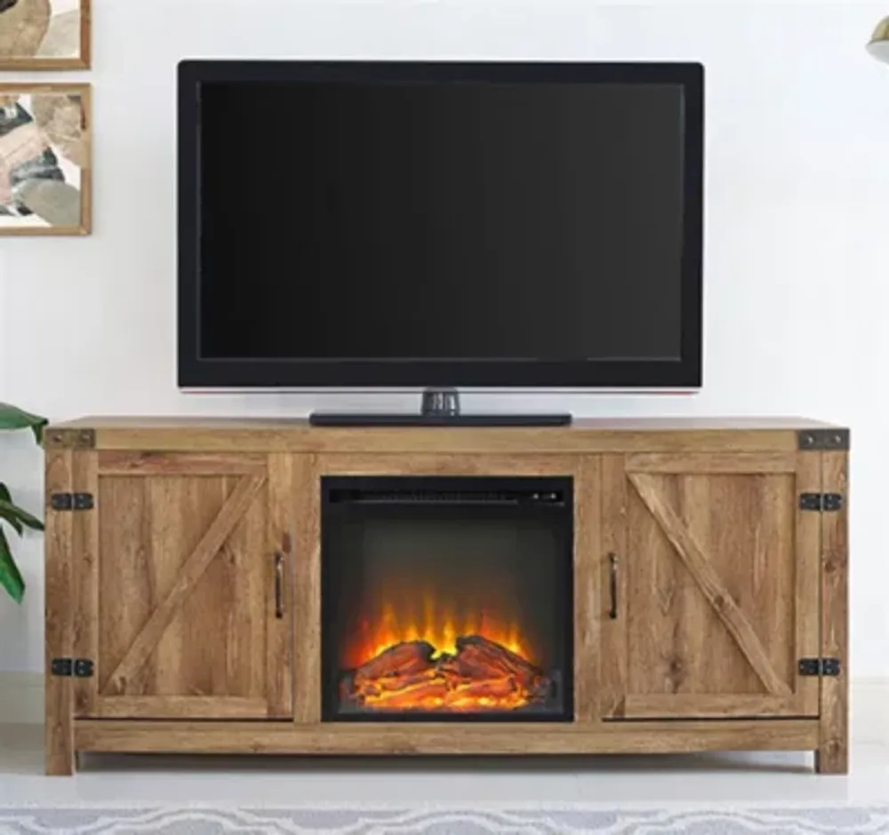 58" Barn Door Fireplace TV Stand"
