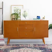 60" Mid-Century Modern Wood Console TV Stand