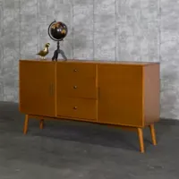 60" Mid-Century Modern Wood Console TV Stand