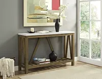 Farmhouse Slatted Shelf Entryway Table