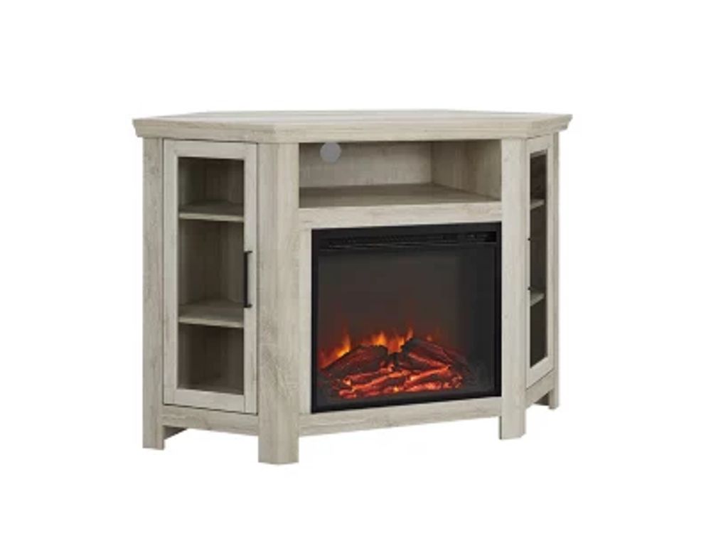 48" Wood Corner Fireplace Media TV Stand Console