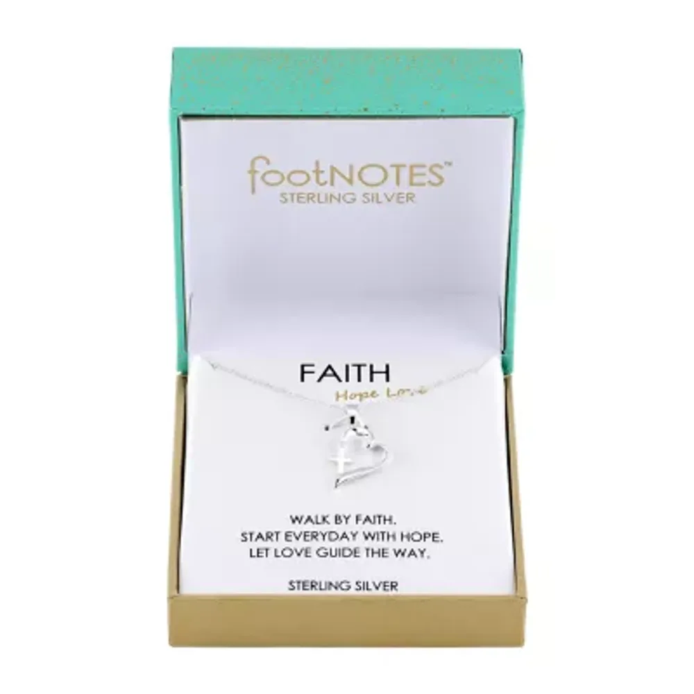 Footnotes Faith Sterling Silver 16 Inch Cable Heart Pendant Necklace