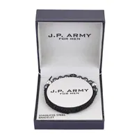 J.P. Army Men's Jewelry Stainless Steel 8 1/2 Inch Bead Cord Bracelet