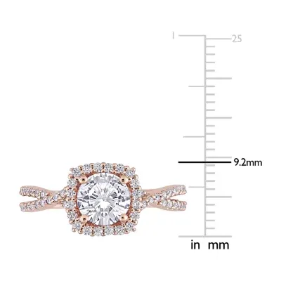 Womens Lab Created White Moissanite 10K Rose Gold Engagement Ring