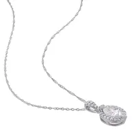 Womens 1/8 CT. T.W. Lab Created White Moissanite 10K White Gold Pendant Necklace