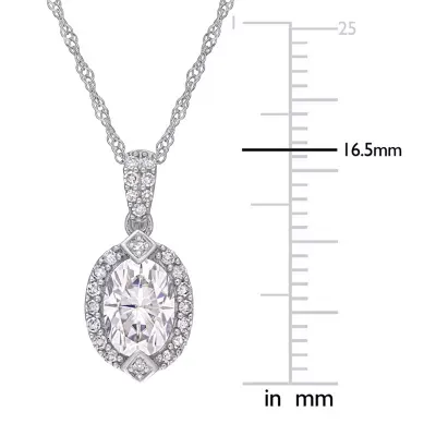 Womens 1/8 CT. T.W. Lab Created White Moissanite 10K White Gold Pendant Necklace