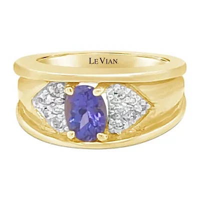 Le Vian® Grand Sample Sale™ Ring featuring Blueberry Tanzanite® 1/ CT. Vanilla Diamonds® set in 14K Honey Gold