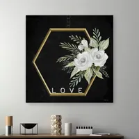 Lumaprints Geometric Hexagon Muted Floral Giclee Canvas Art