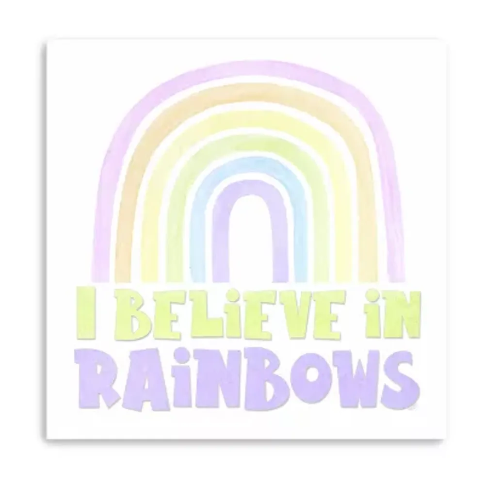 Lumaprints Pastel Rainbows I-Believe Giclee Canvas Art