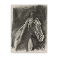 Lumaprints Charcoal Horse Study On Grey I Giclee Canvas Art