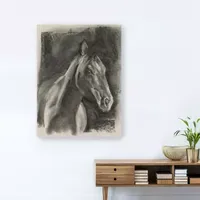 Lumaprints Charcoal Horse Study On Grey I Giclee Canvas Art