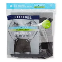 Stafford Dry + Cool Breathable Mesh Big Mens 4 Pack Boxer Briefs