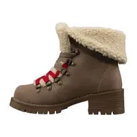 Lugz Womens Adore Sherpa Block Heel Lace Up Boots