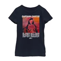 Little & Big Girls Captain Carter Crew Neck Short Sleeve Marvel Graphic T-Shirt
