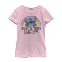 Little & Big Girls Crew Neck Short Sleeve Lilo Stitch Graphic T-Shirt