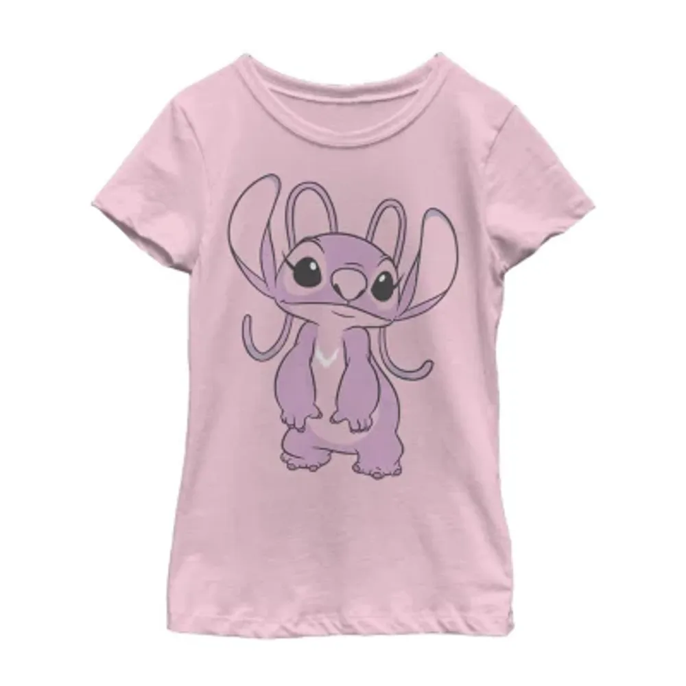 Little & Big Girls Crew Neck Short Sleeve Lilo Stitch Graphic T-Shirt