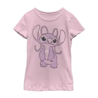 Little & Big Girls Crew Neck Short Sleeve Lilo Stitch Graphic T-Shirt