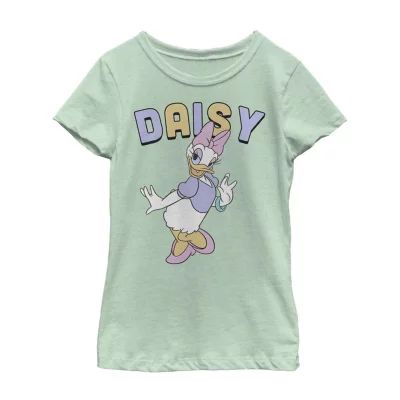 Little & Big Girls Daisy Crew Neck Short Sleeve Mickey and Friends Mouse Minnie Graphic T-Shirt