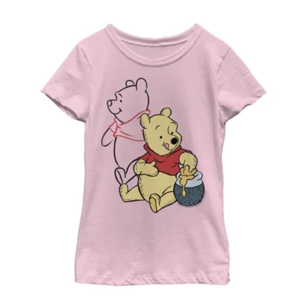 FIFTH SUN Little & Big Girls Crew Neck Winnie The Pooh Short