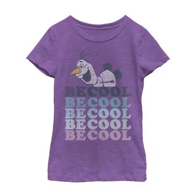 Little & Big Girls Crew Neck Short Sleeve Frozen Olaf Graphic T-Shirt
