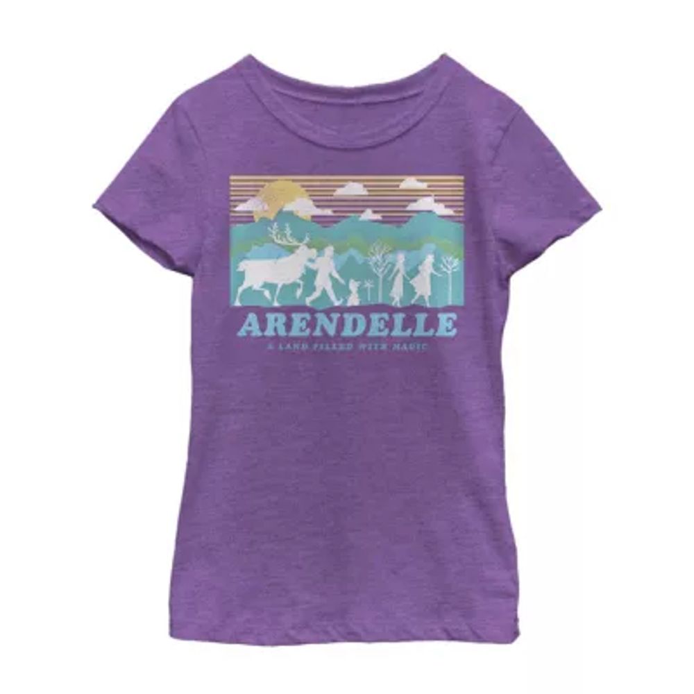 Little & Big Girls Arendelle Crew Neck Short Sleeve Frozen Graphic T-Shirt