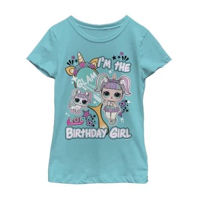 Little & Big Girls Crew Neck Short Sleeve LOL Graphic T-Shirt